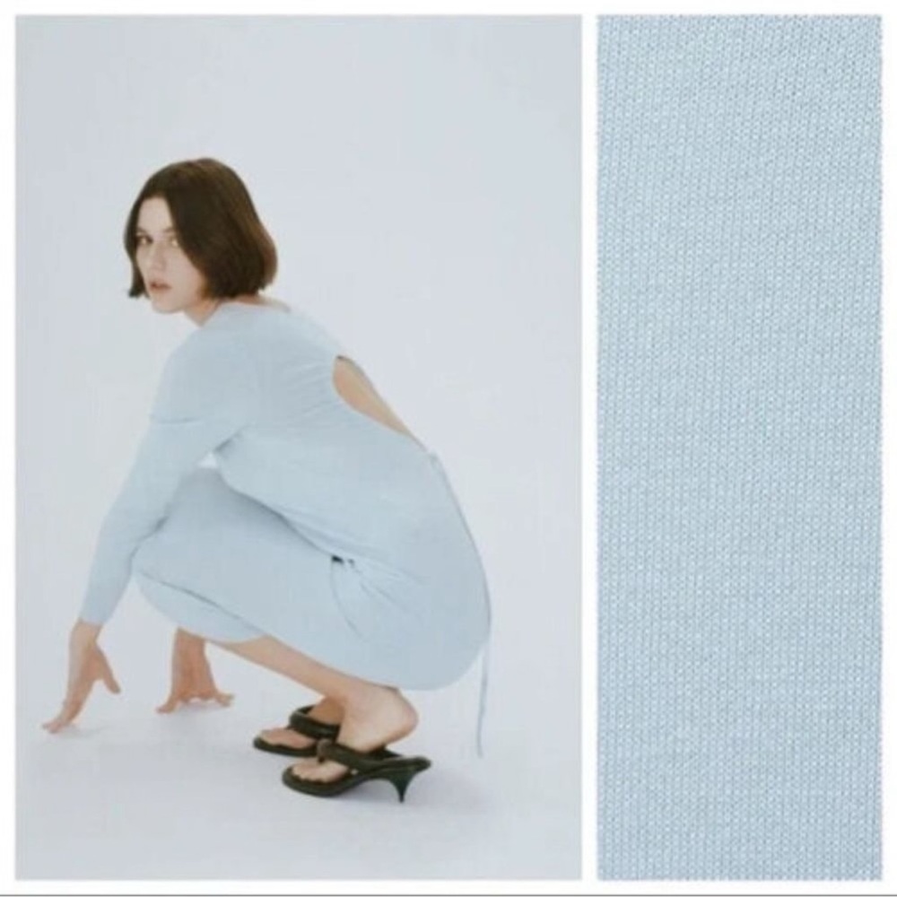 blue ribbed zara dress